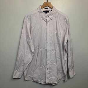 Tommy Hilfiger Men's Non Iron Button Down Shirt White Red Blue Check Size 17